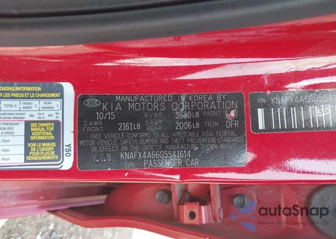 2016 Kia Forte Lx z USA, uszkodzony, nr VIN KNAFX4A66G5541614